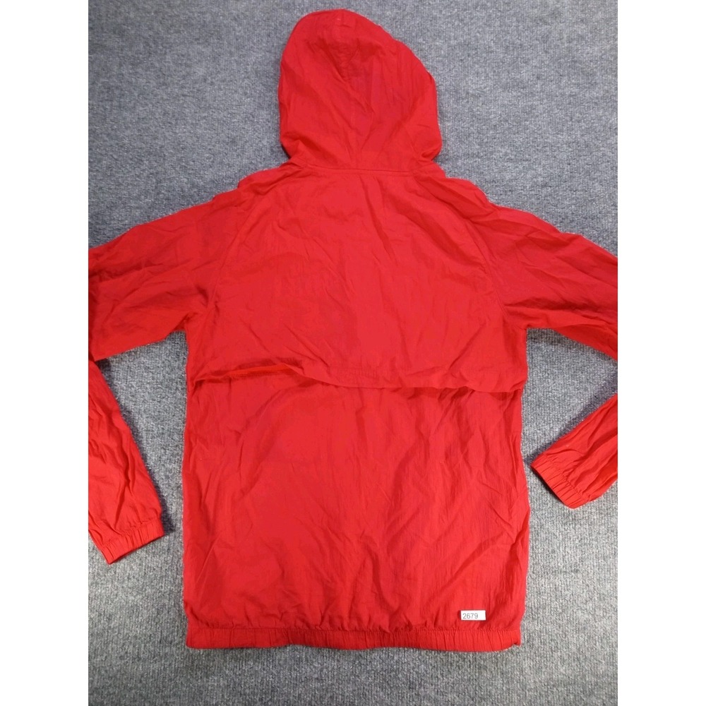 Champion Anorak Windbreaker Jacket Mens Small Red Big Logo Spellout Hooded - Picture 2 of 6